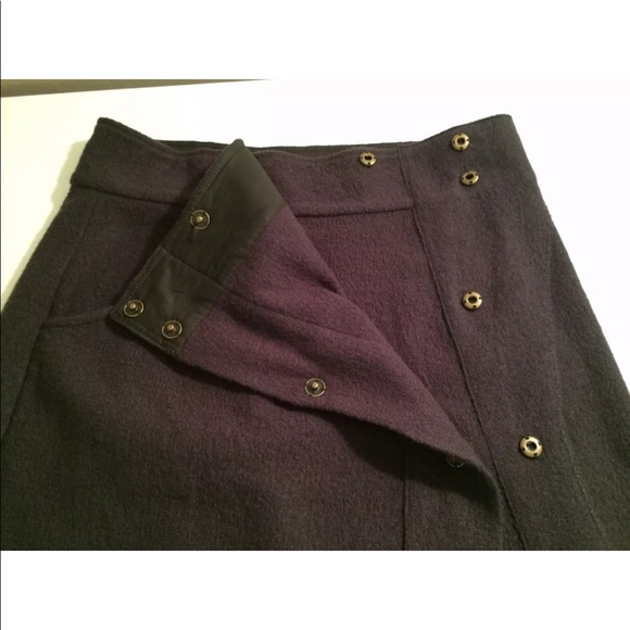 Anthropologie SPARROW Wrap & Snap Skirt Dark Green Wool Winter Knit A-Line - Picture 5 of 8